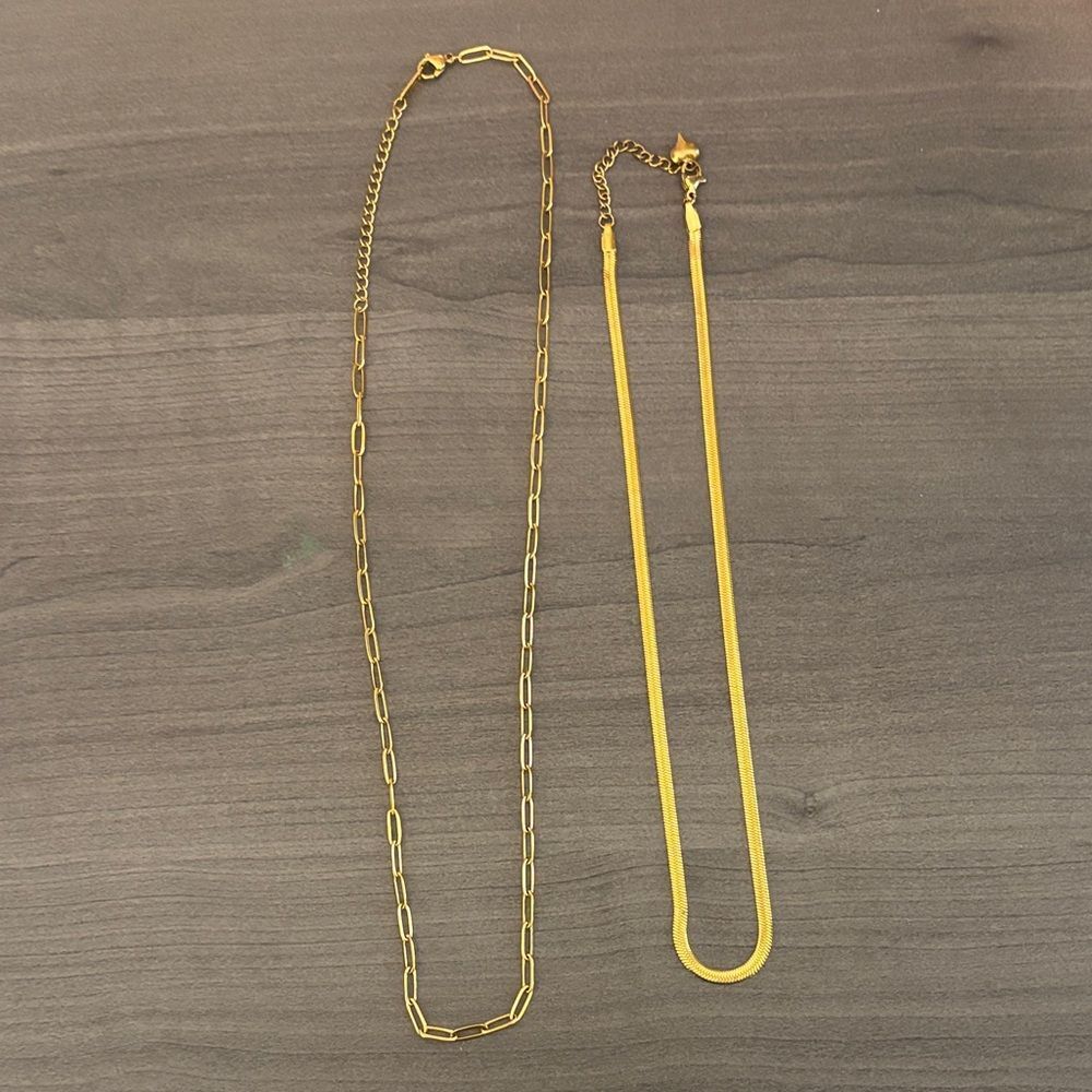 Gold chain layering necklaces